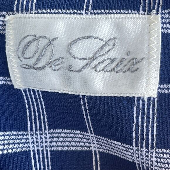 Vintage De Laix Maxi Dress Womens Small Blue‎ White Column Dress Crochet Trim - Picture 4 of 10